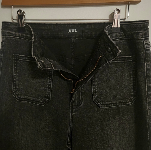 JBD Black Patch Pocket Jeans Wide Leg High Waist Relaxed Fit Stretch Size 29 - Picture 5 of 10